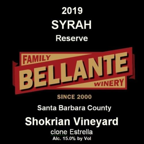 Bellante Family Winery 2019 Santa Barbara County Syrah Reserve