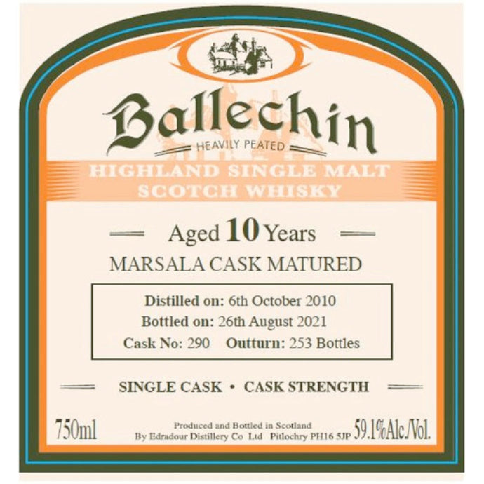 Ballechin Marsala Cask Matured Single Malt Scotch 10 Year Old