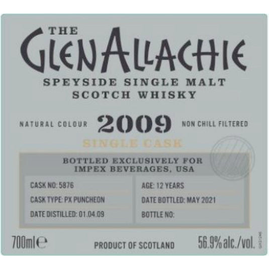GlenAllachie 2009 12 Year Old PX Puncheon Single Cask