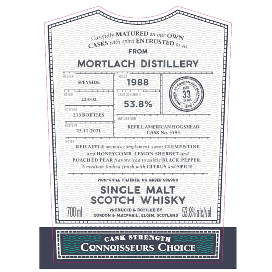 Gordon and Macphail Mortlach 33 Year Old Connoisseurs Choice