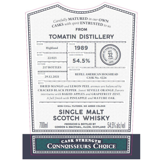 Gordon and Macphail Tomatin 32 Year Old Connoisseurs Choice