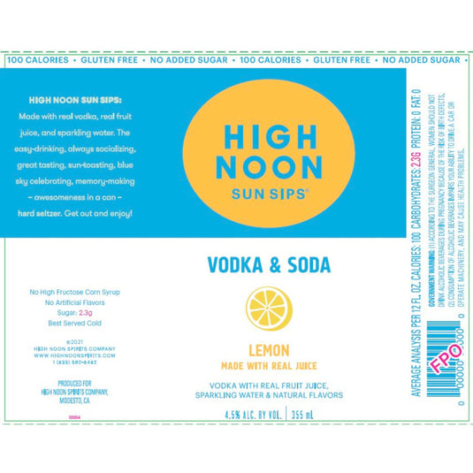 High Noon Lemon 4 Pack