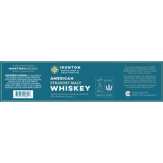 Ironton Distillery American Straight Malt Whiskey