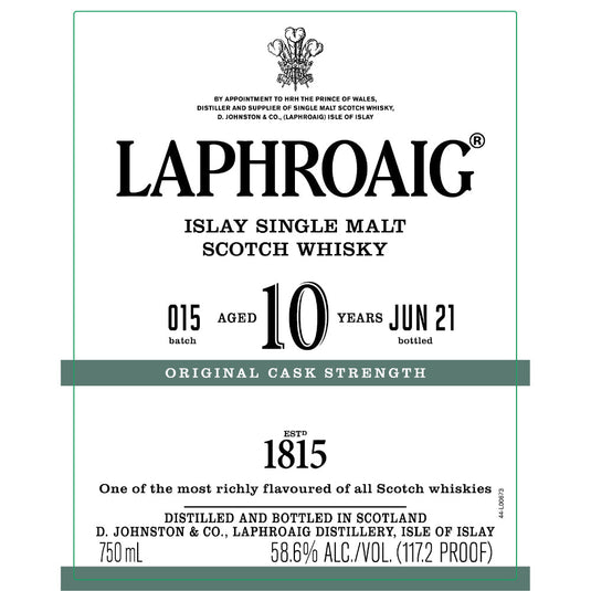 Laphroaig 10 Year Old Cask Strength Batch 015