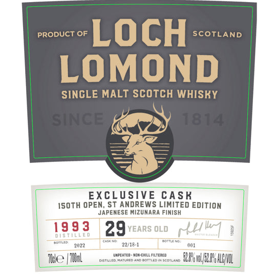 Loch Lomond The 150th Open Mizunara Exclusive Cask 29 Year Old