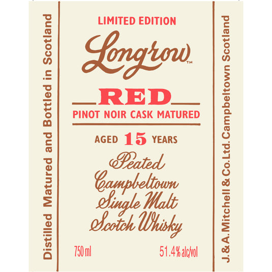 Longrow Red 15 Year Old Pinot Noir Cask Matured Scotch