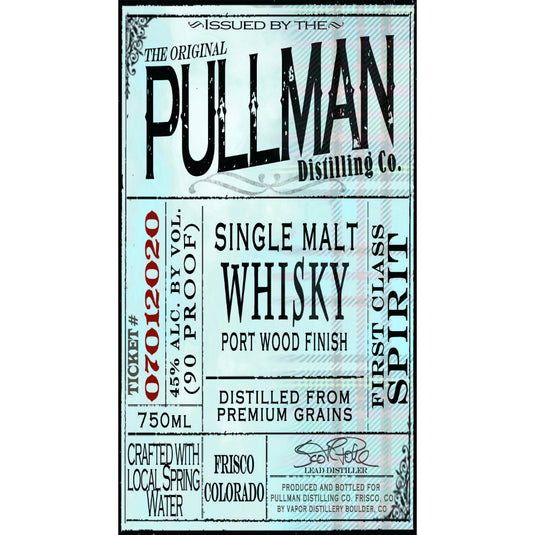 Pullman Distilling Single Malt Whisky Port Wood Finish