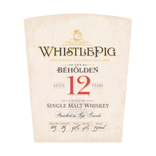 WhistlePig The Beholden 12 Year Old Single Malt Whiskey