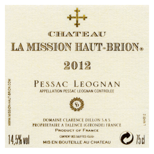 Chateau La Mission Haut-Brion 2012 Pessac Leognan